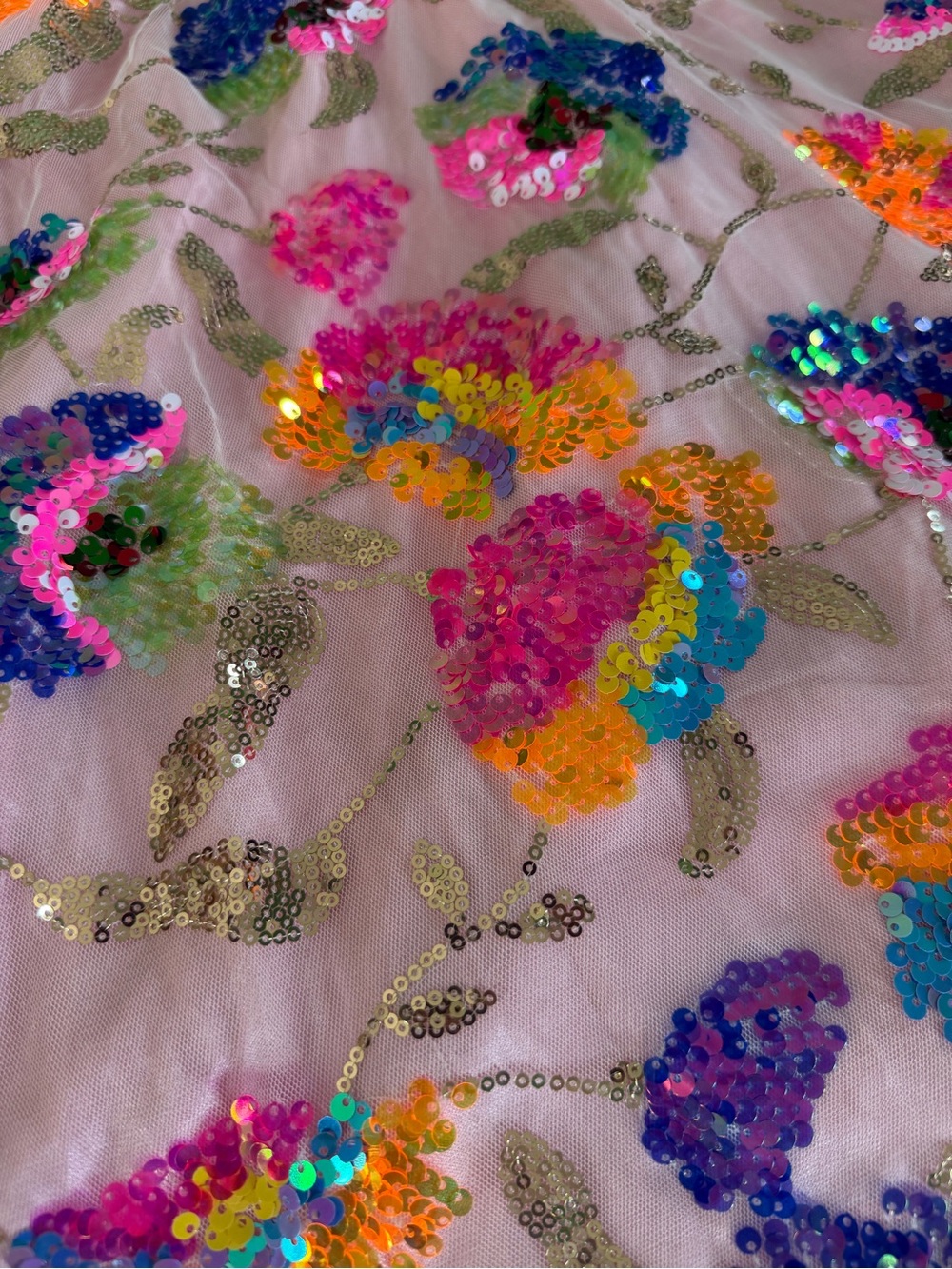 Boutique V Neck Open Back Sequined Floral Tie A Line Mini Dress sz M - Picture 10 of 12